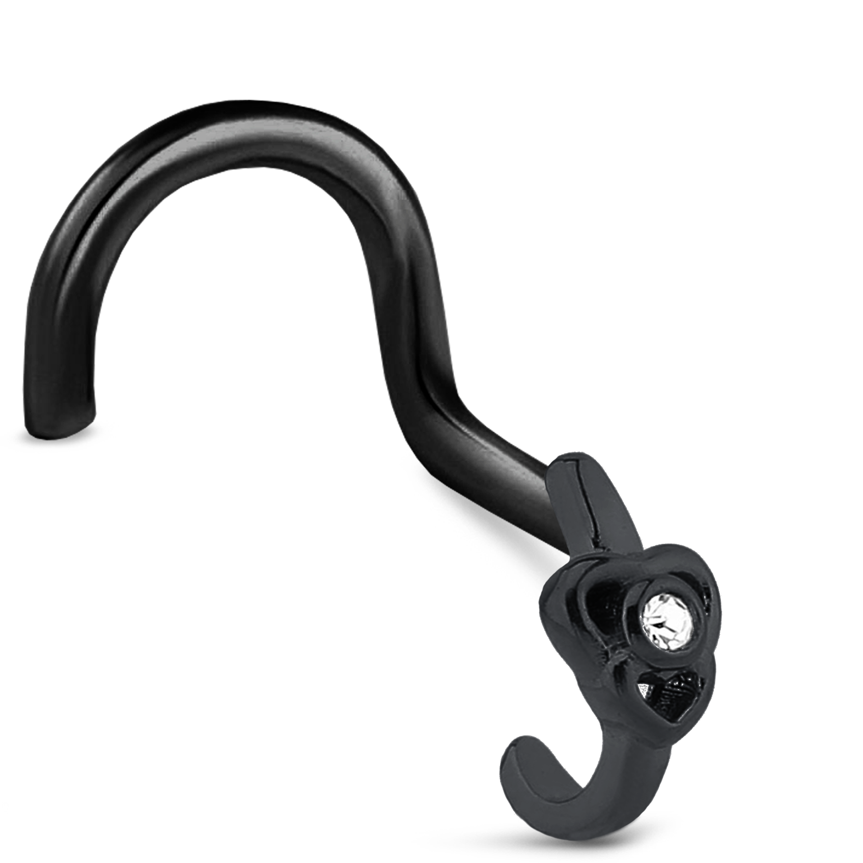 Double Heart CZ Nose Hugger Stud 316L Surgical Steel 20G