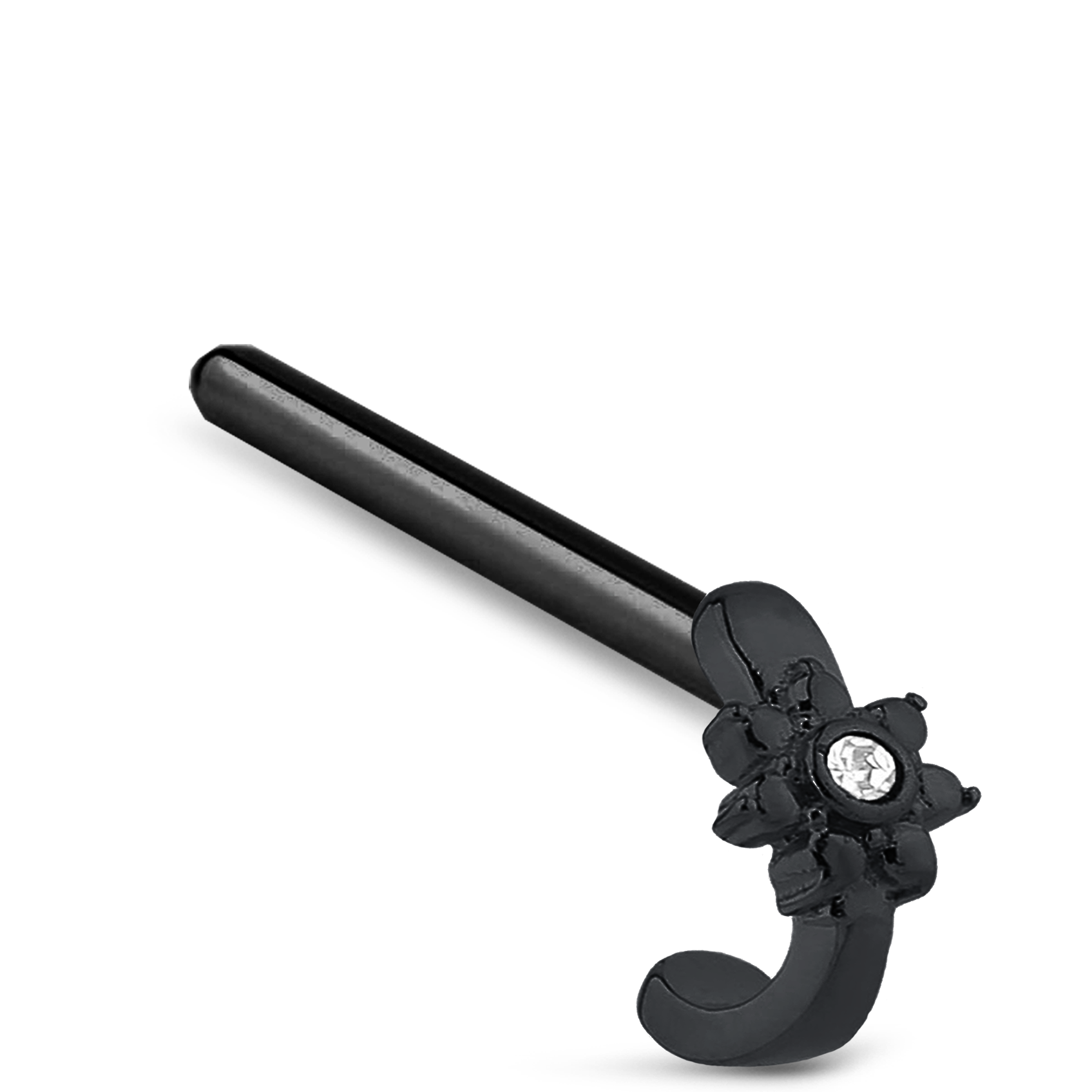 CZ Flower Nose Hugger Stud Ring 316L Surgical Steel 20G