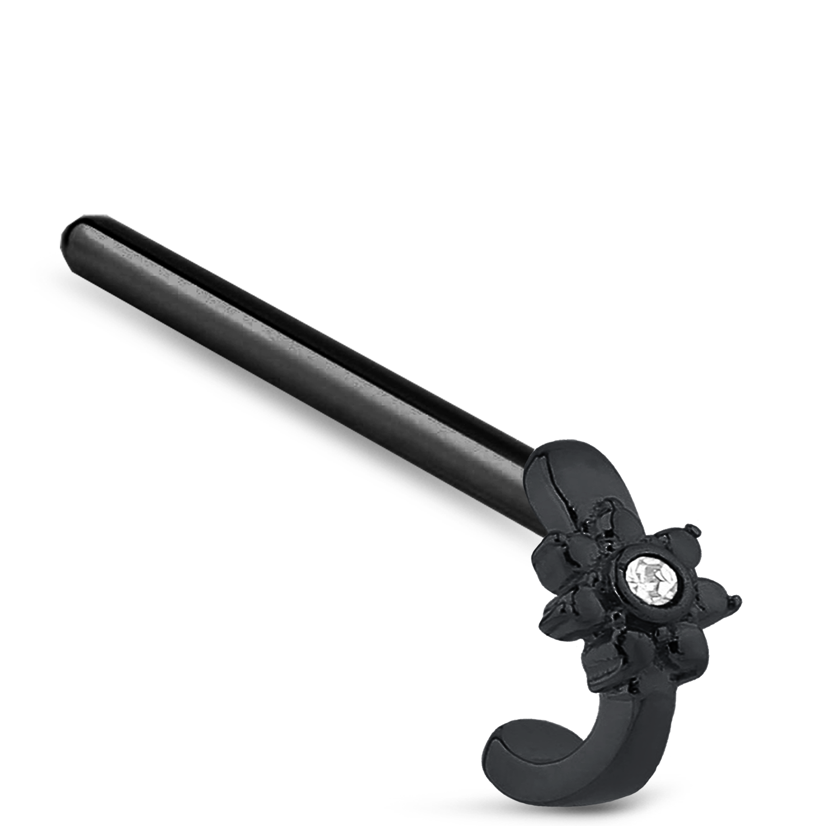 CZ Flower Nose Hugger Stud Ring 316L Surgical Steel 20G