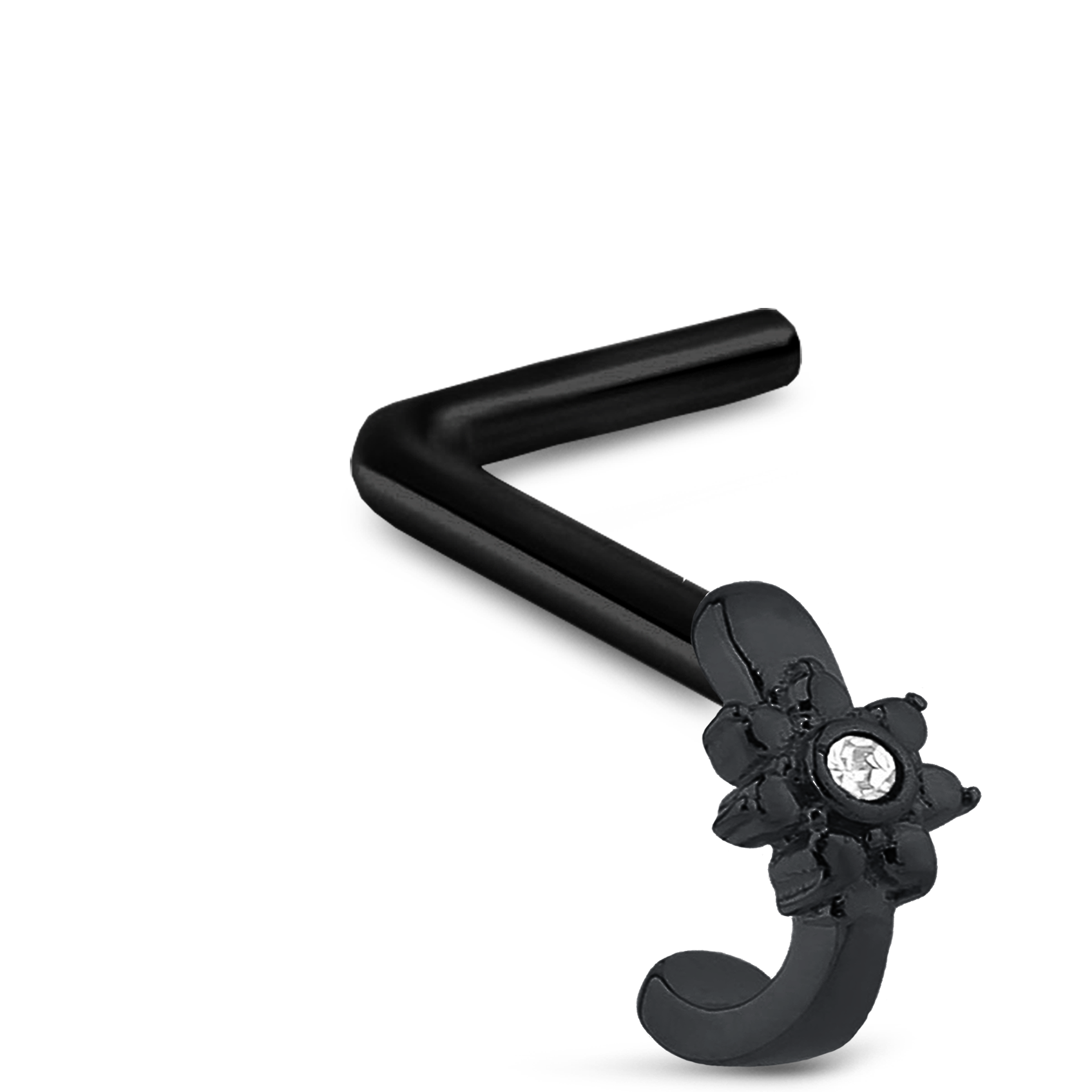 CZ Flower Nose Hugger Stud Ring 316L Surgical Steel 20G