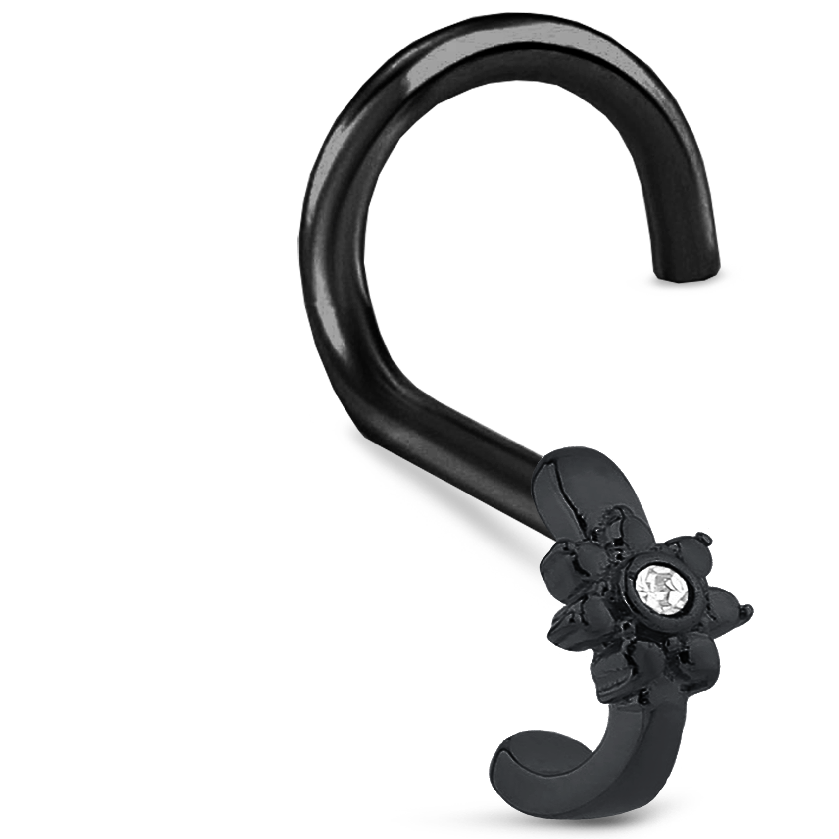 CZ Flower Nose Hugger Stud Ring 316L Surgical Steel 20G