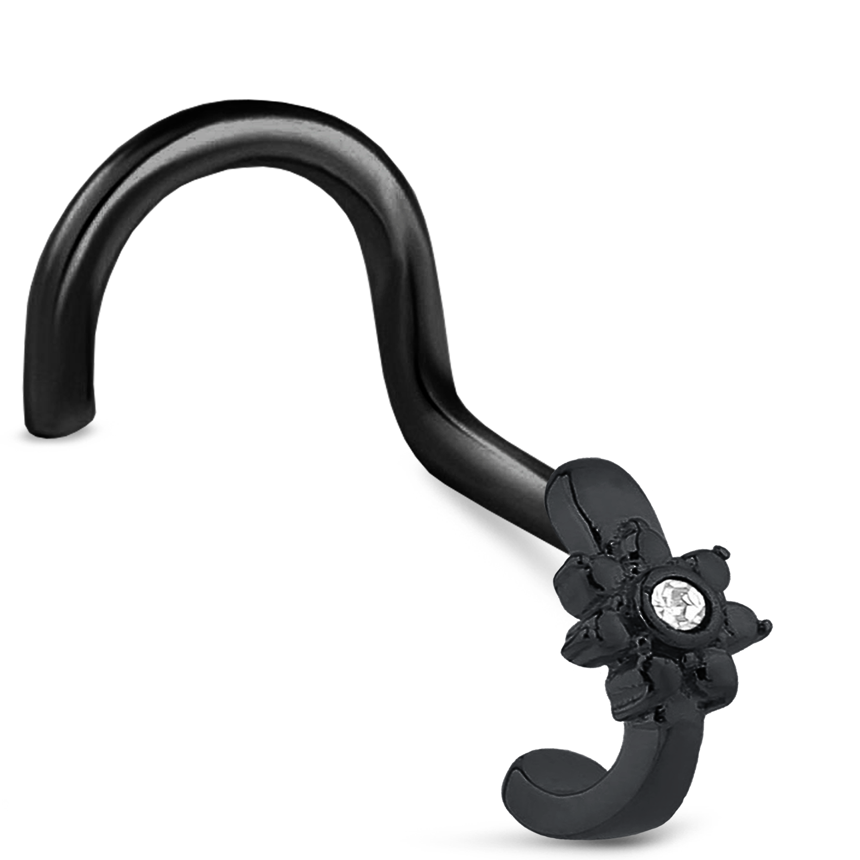 CZ Flower Nose Hugger Stud Ring 316L Surgical Steel 20G