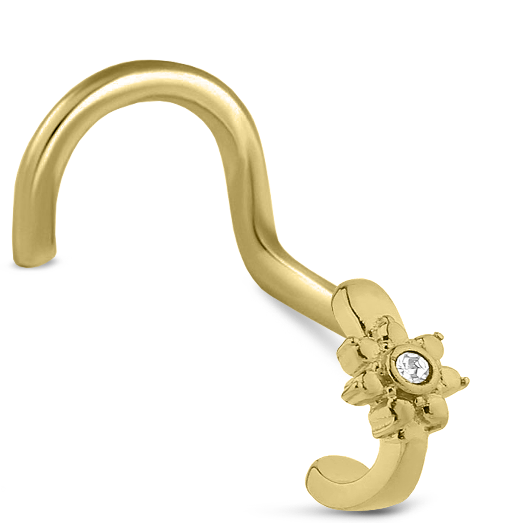 CZ Flower Nose Hugger Stud Ring 316L Surgical Steel 20G