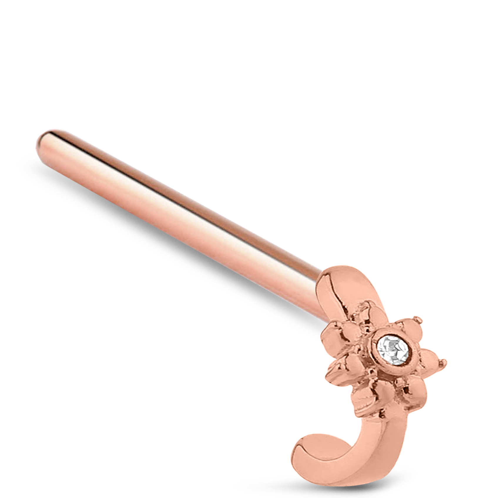 CZ Flower Nose Hugger Stud Ring 316L Surgical Steel 20G