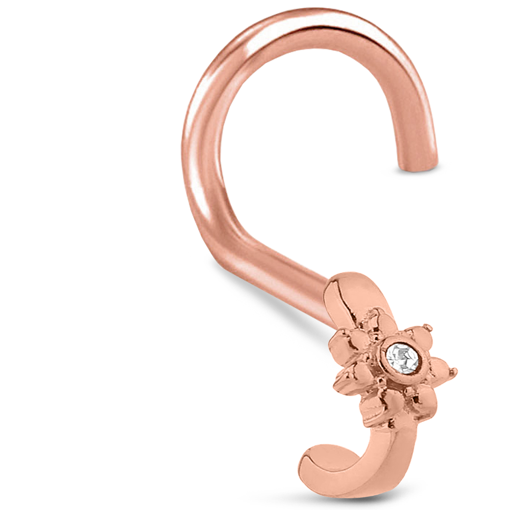 CZ Flower Nose Hugger Stud Ring 316L Surgical Steel 20G