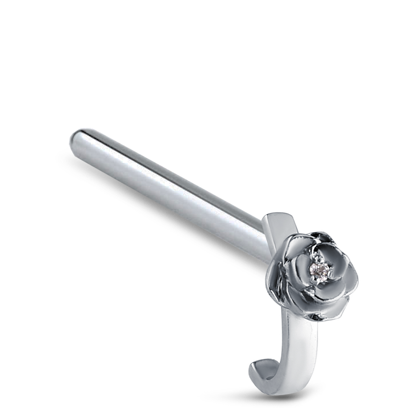 CZ Rose Nose Hugger Stud Ring 316L Surgical Steel 20G