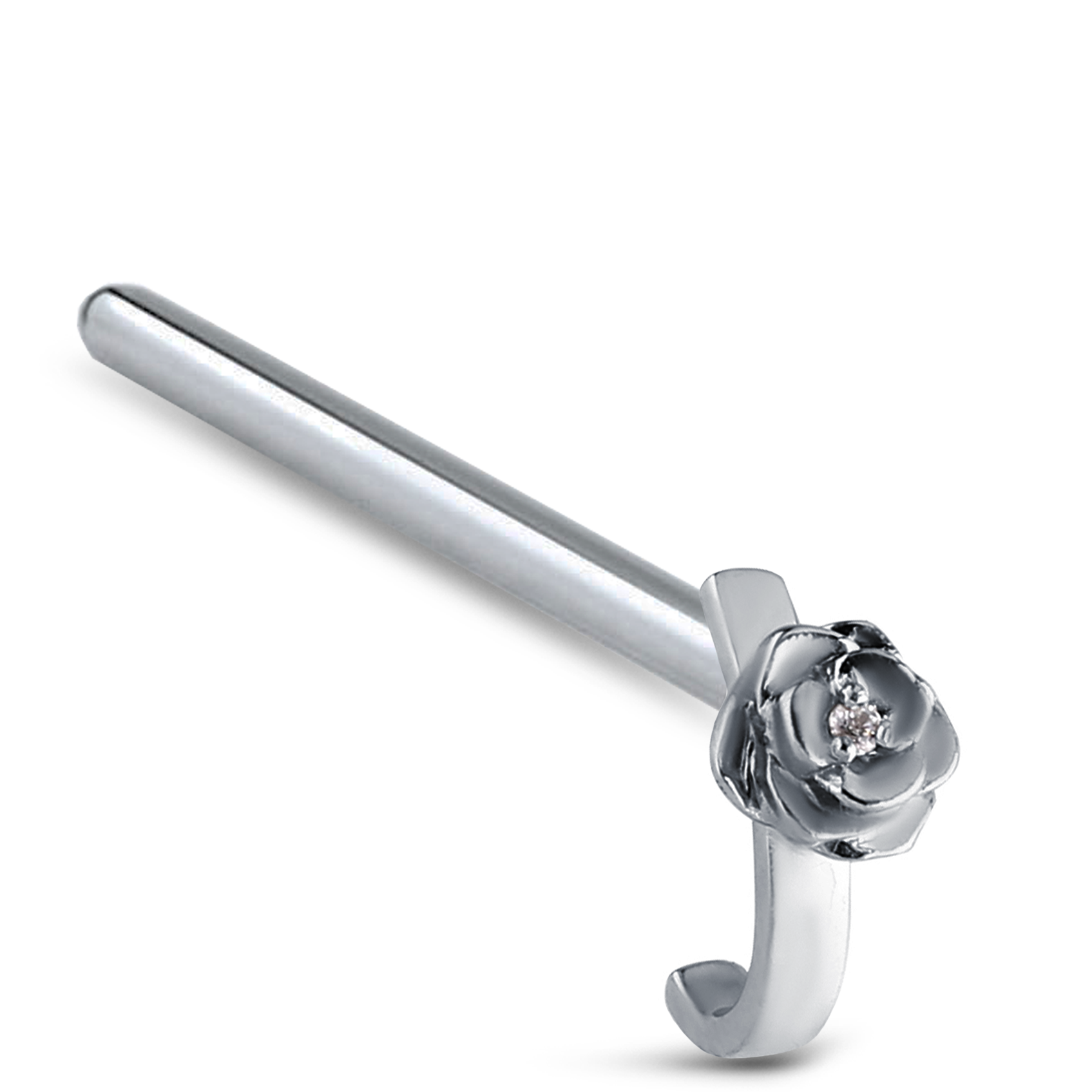 CZ Rose Nose Hugger Stud Ring 316L Surgical Steel 20G