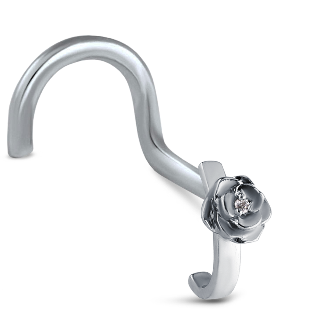 Surgical Steel Flower Nose Hugger Right Nose Screw