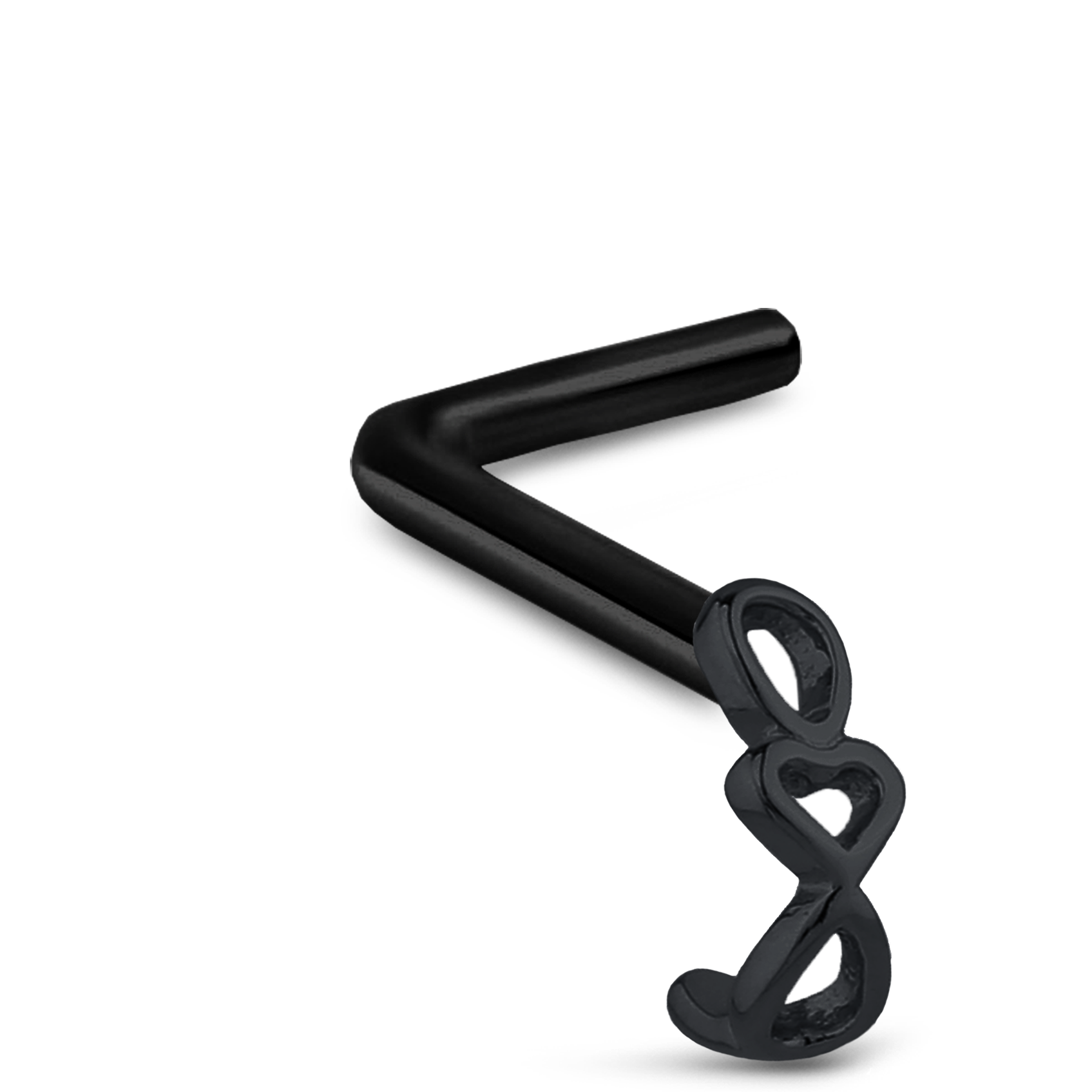 Heart Chain Nose Hugger Stud Ring 316L Surgical Steel 20G