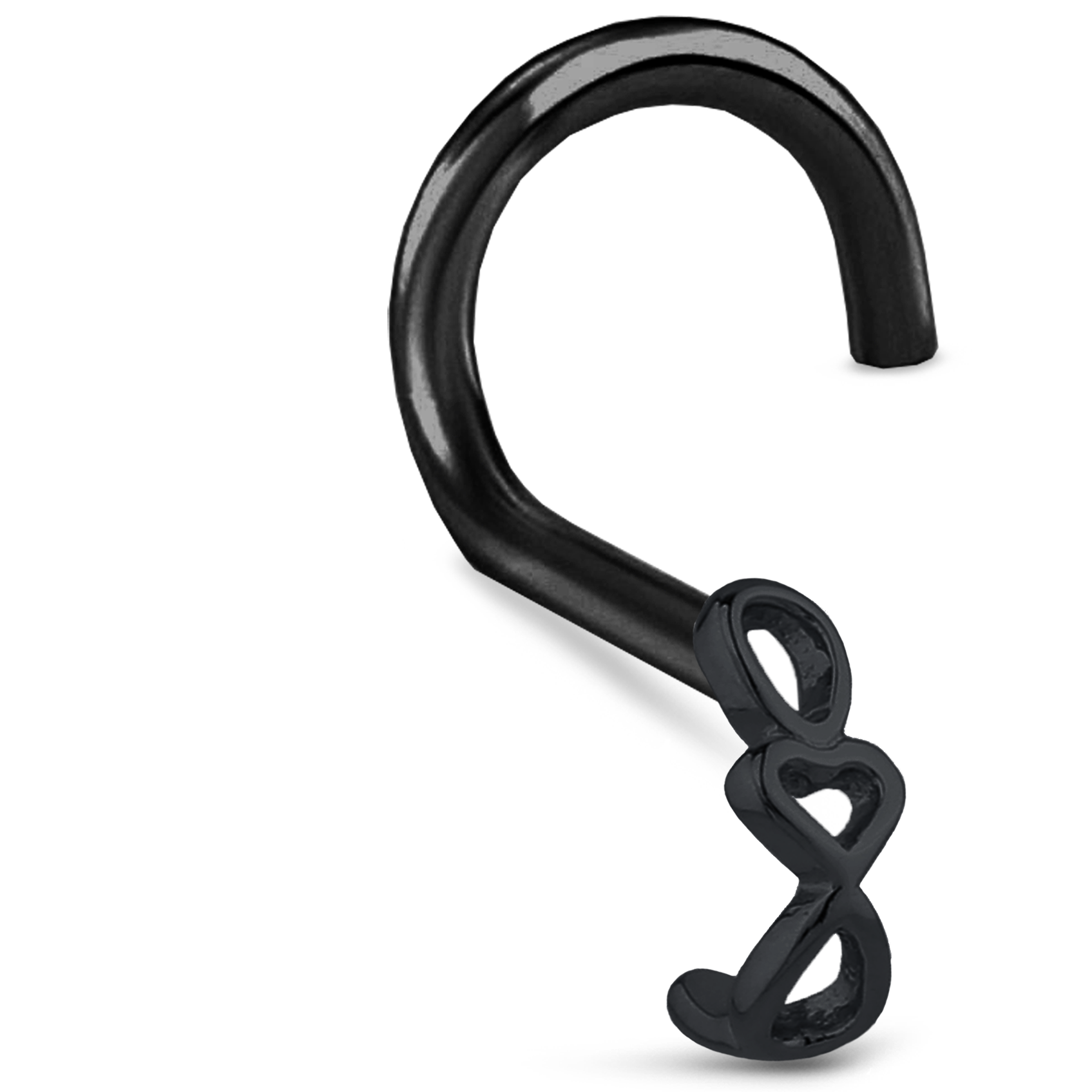 Heart Chain Nose Hugger Stud Ring 316L Surgical Steel 20G