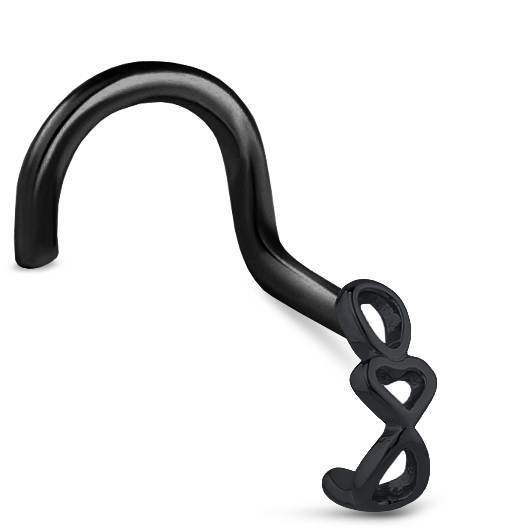 Heart Chain Nose Hugger Stud Ring 316L Surgical Steel 20G