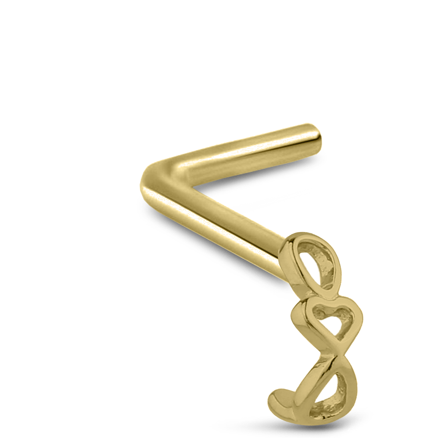 Heart Chain Nose Hugger Stud Ring 316L Surgical Steel 20G