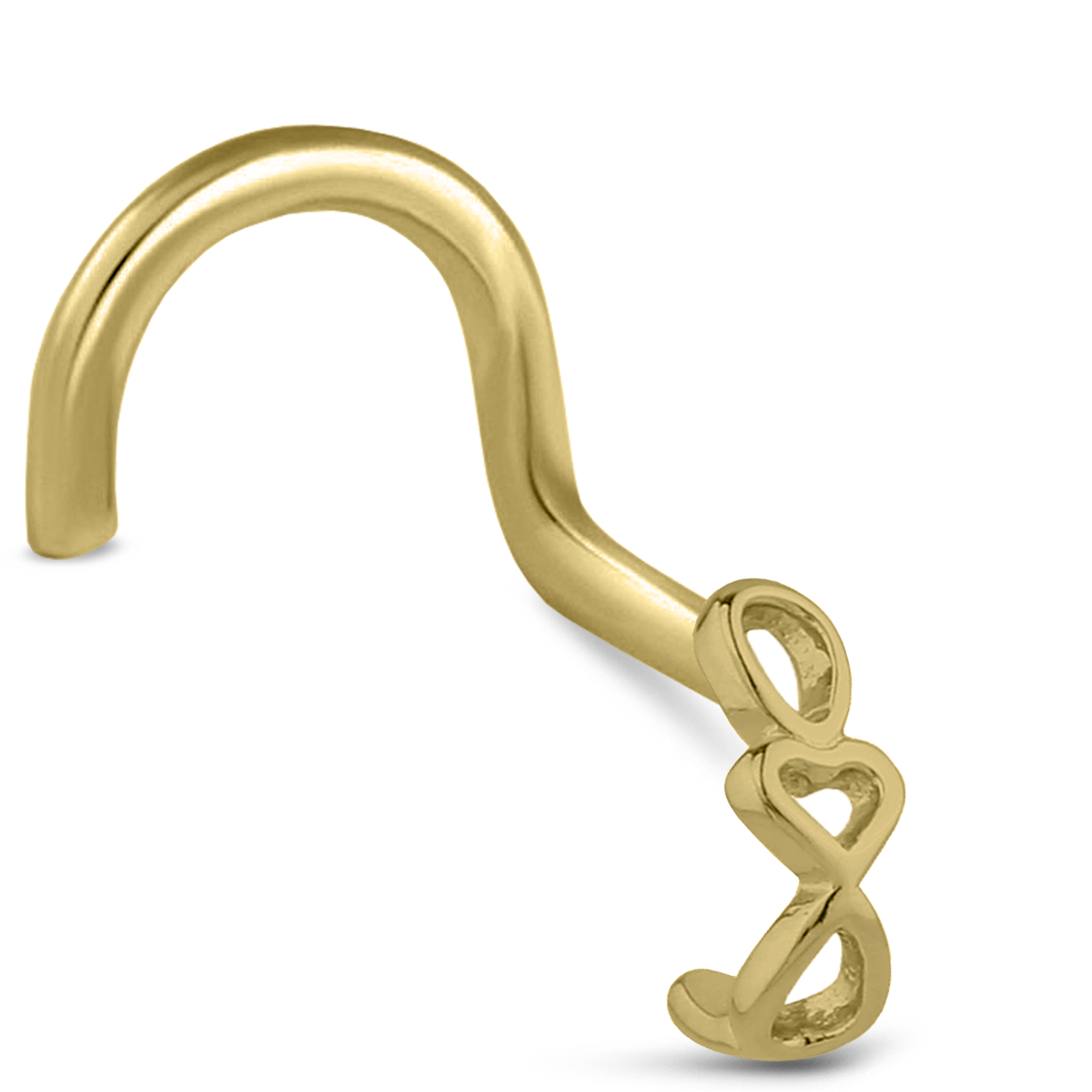 Heart Chain Nose Hugger Stud Ring 316L Surgical Steel 20G