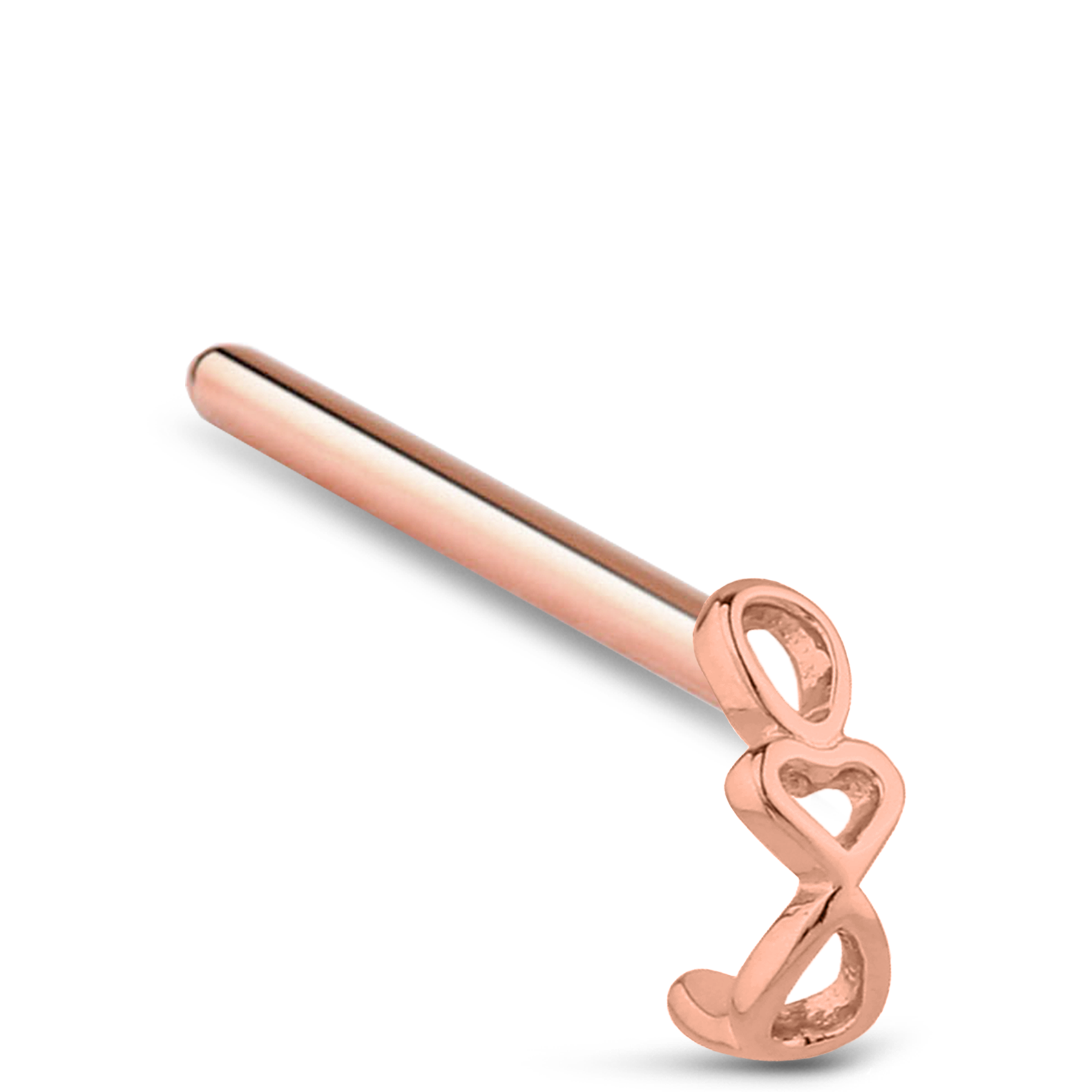 Heart Chain Nose Hugger Stud Ring 316L Surgical Steel 20G