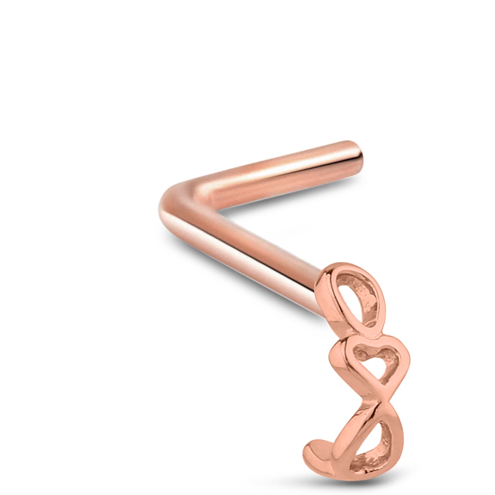 Heart Chain Nose Hugger Stud Ring 316L Surgical Steel 20G