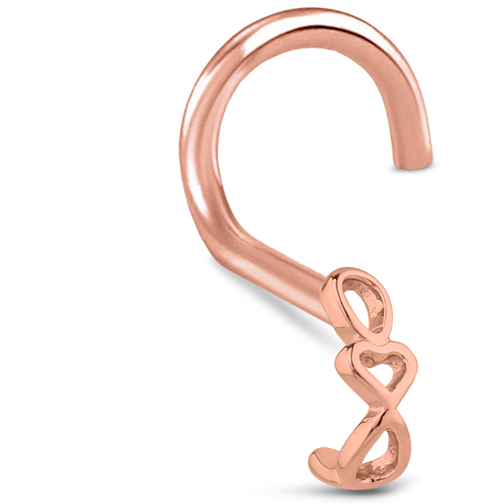 Heart Chain Nose Hugger Stud Ring 316L Surgical Steel 20G