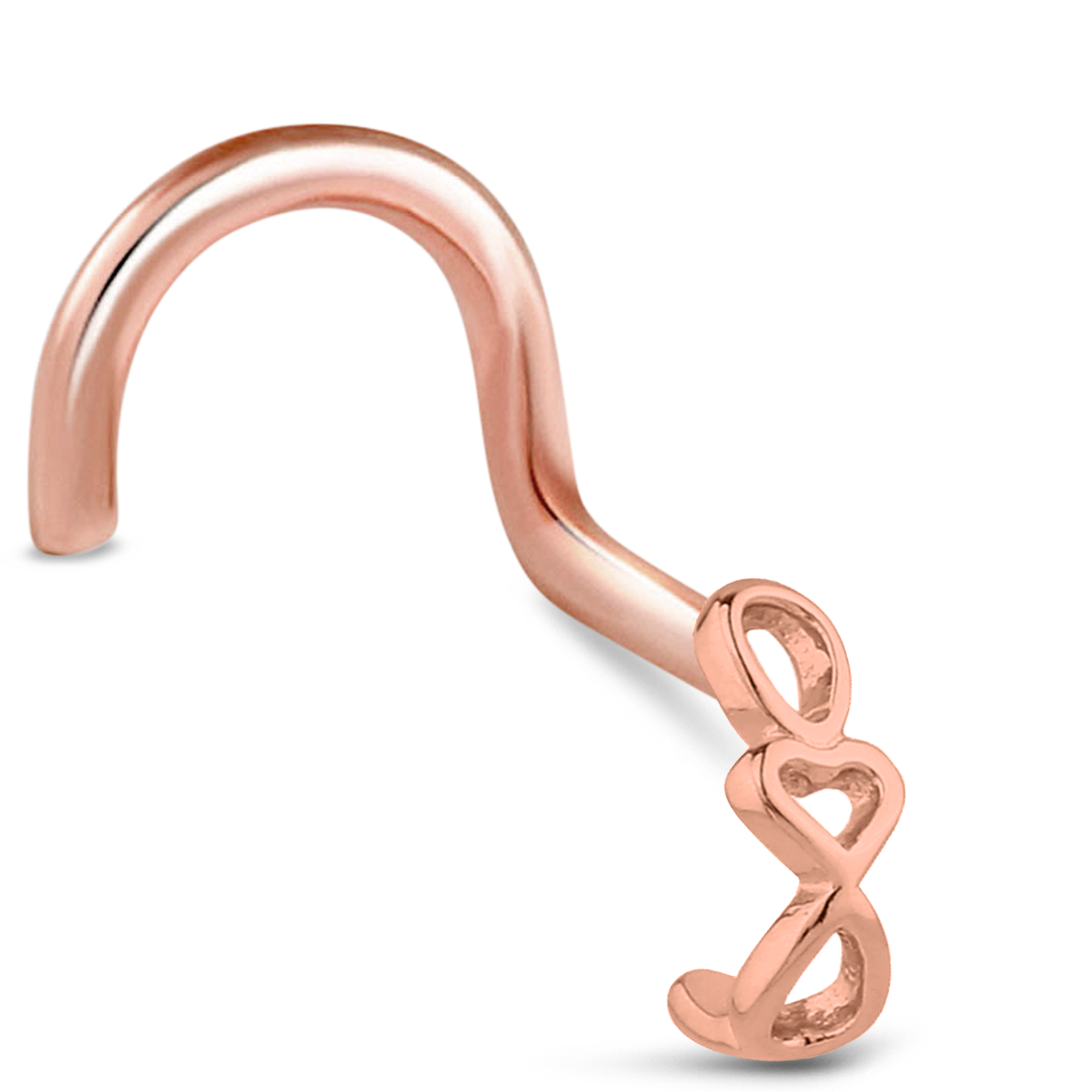 Heart Chain Nose Hugger Stud Ring 316L Surgical Steel 20G