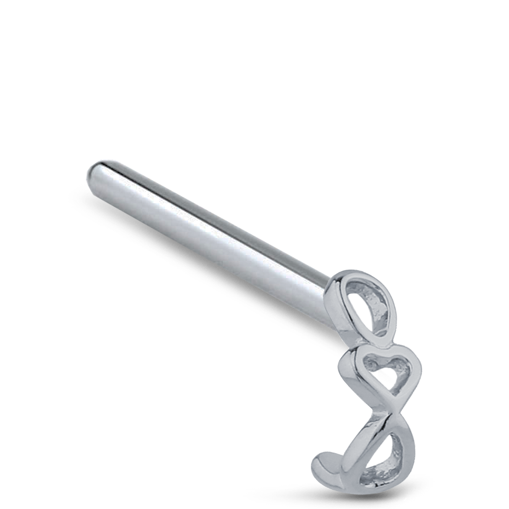 Heart Chain Nose Hugger Stud Ring 316L Surgical Steel 20G