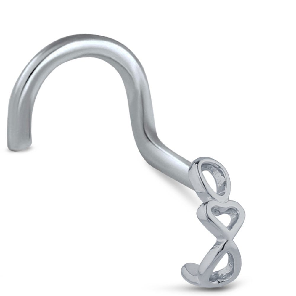 Surgical Steel Heart Chain Nose Hugger Right Nose Screw