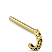 Surgical Steel Gold Colored Hollow pattern Nose Hugger 10mm Straight