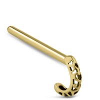 Surgical Steel Gold Colored Hollow pattern Nose Hugger 15mm Straight