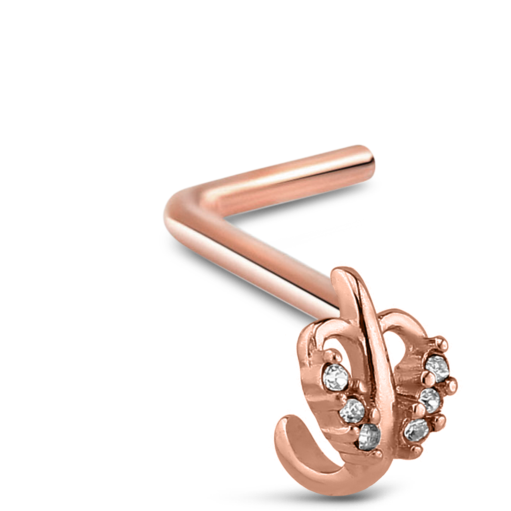 Leaf Nose Hugger Stud Ring 316L Surgical Steel