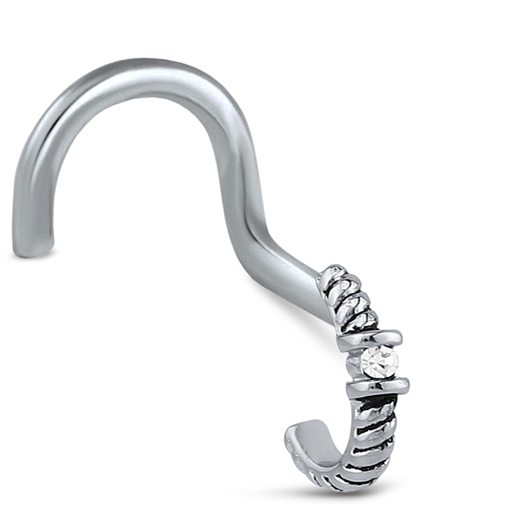 Surgical Steel Single Solitaire Nose Hugger right nose screw