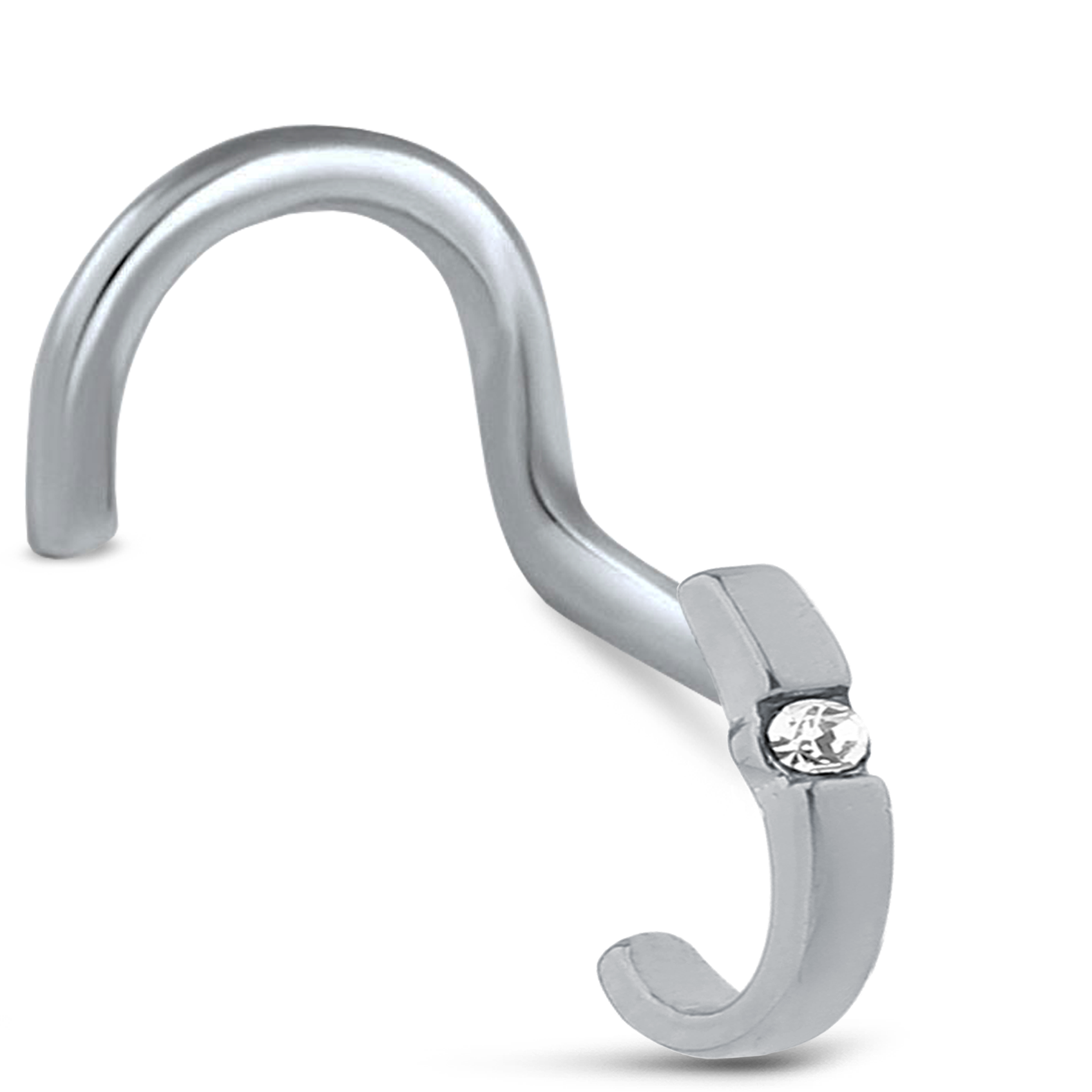Surgical Steel solitaire stone Nose Hugger Right Nose Screw