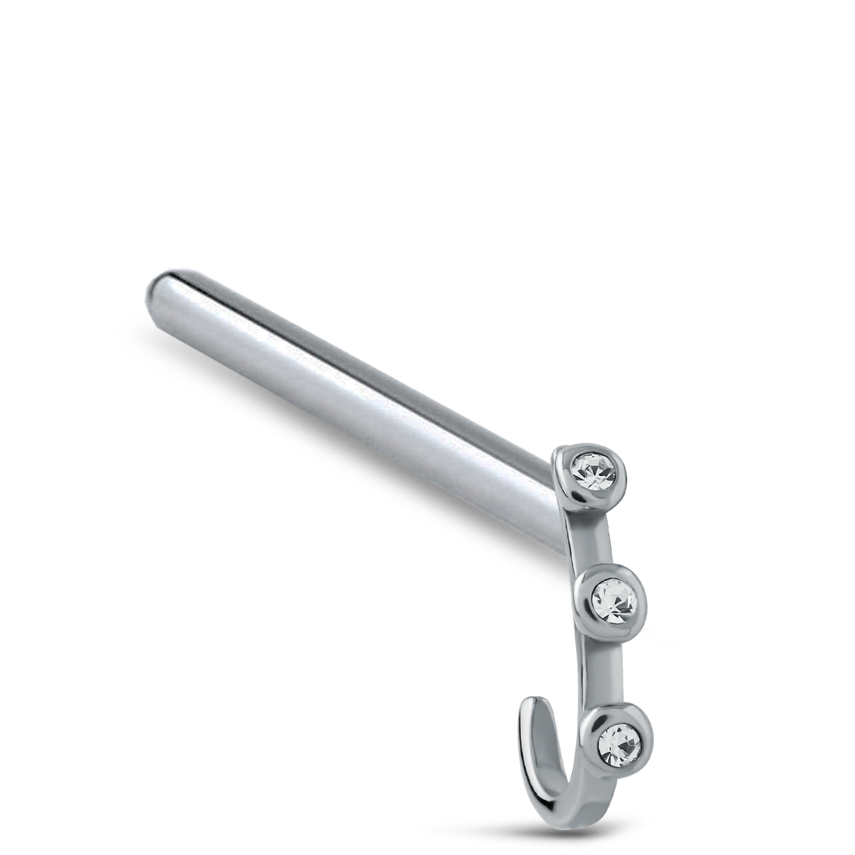 Triple CZ Nose Hugger Ring Stud 316L Surgical Steel 20G