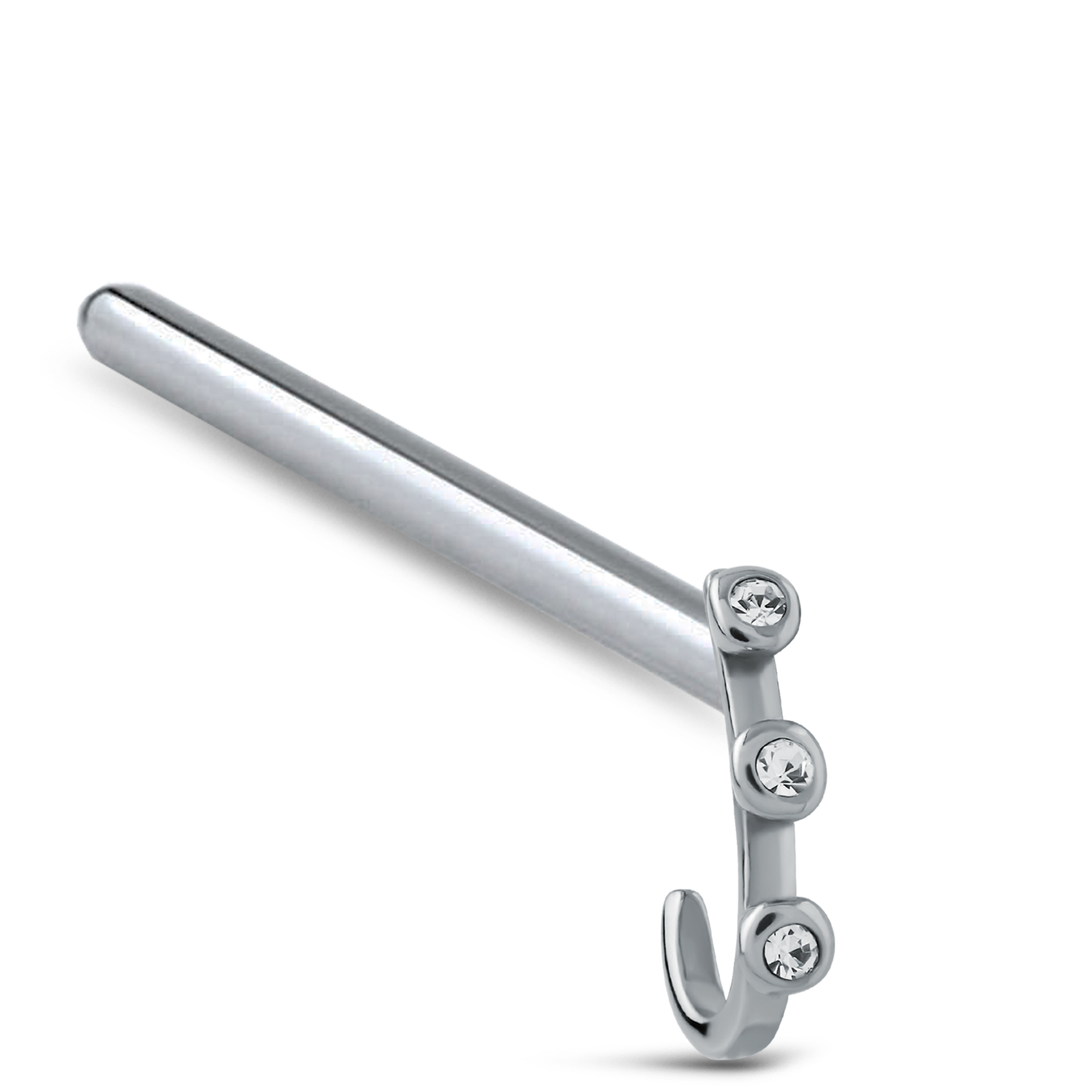 Triple CZ Nose Hugger Ring Stud 316L Surgical Steel 20G