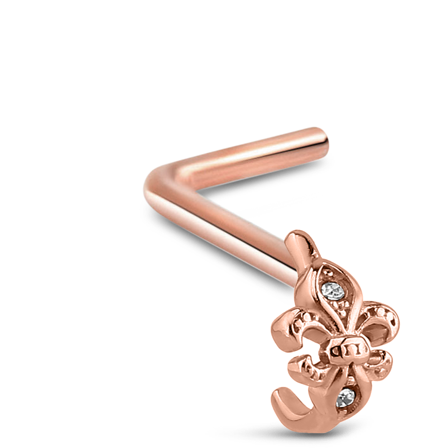 Fleur De Lis Nose Hugger Stud Ring 316L Surgical Steel