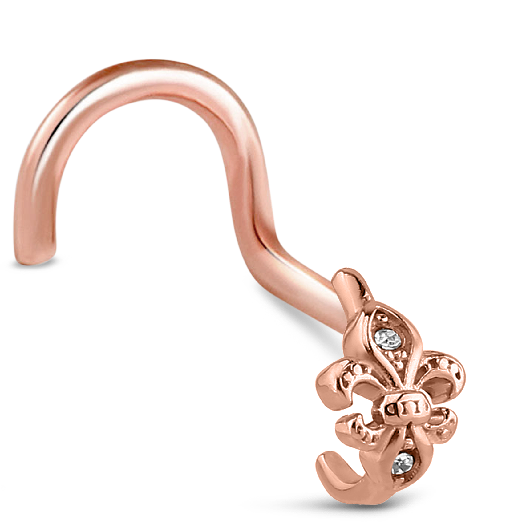 Fleur De Lis Nose Hugger Stud Ring 316L Surgical Steel