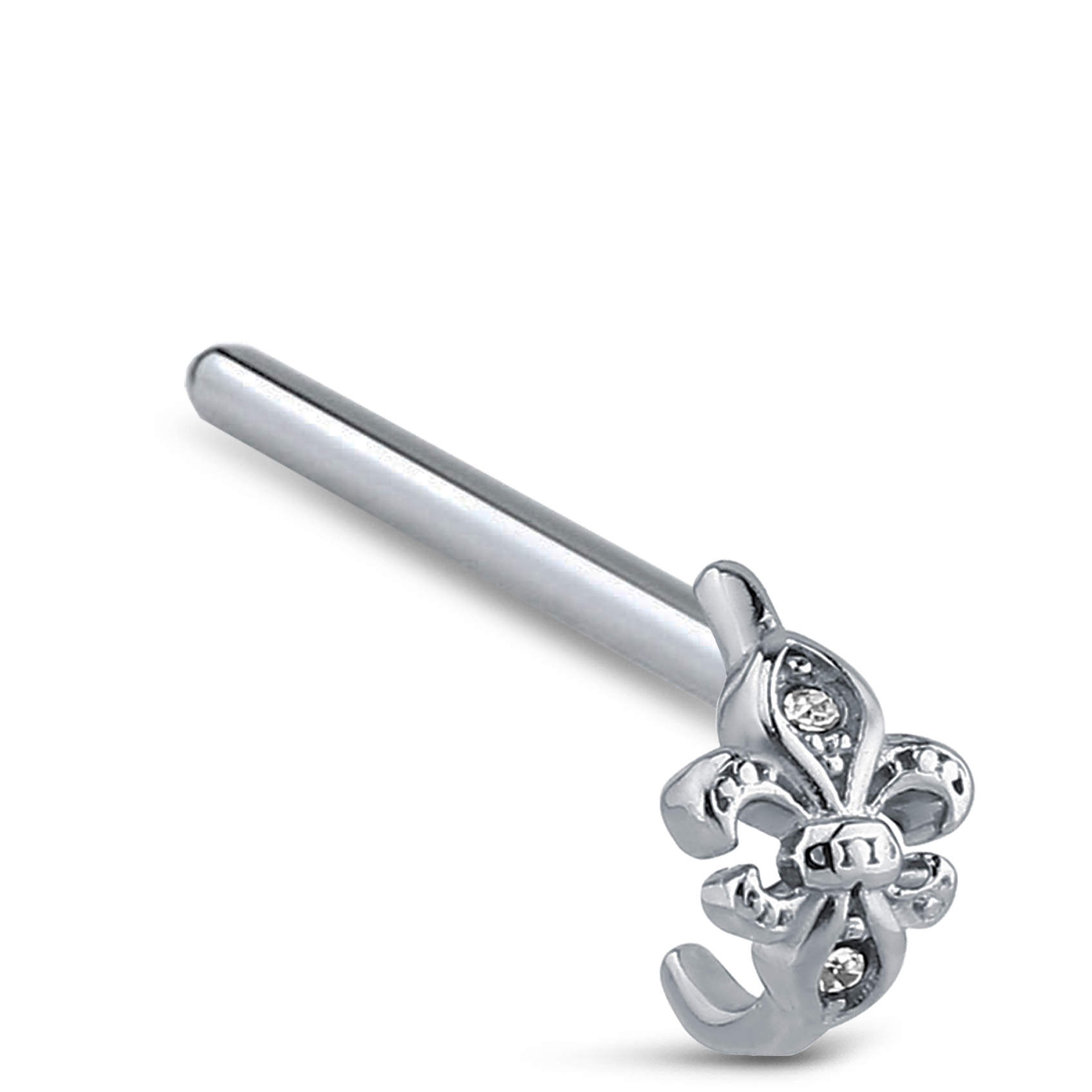 Fleur De Lis Nose Hugger Stud Ring 316L Surgical Steel
