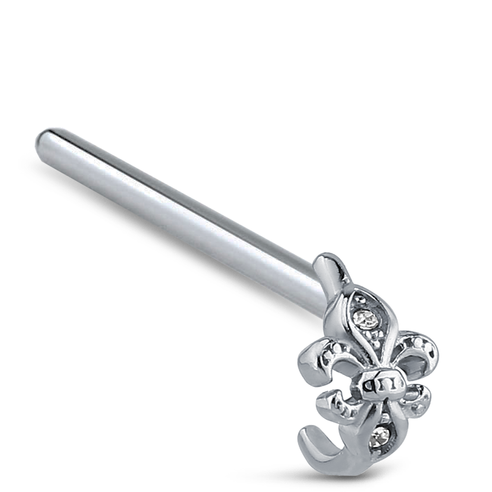 Fleur De Lis Nose Hugger Stud Ring 316L Surgical Steel