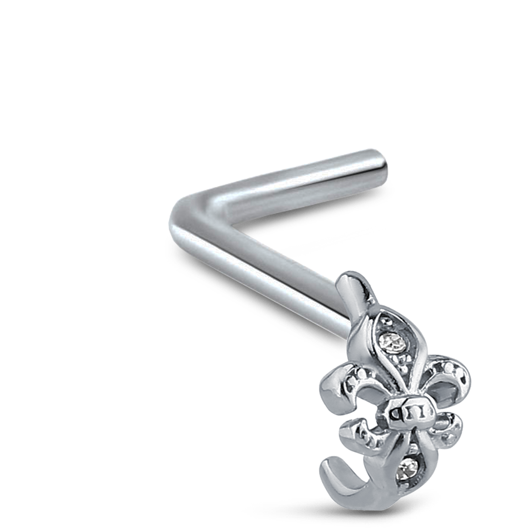 Fleur De Lis Nose Hugger Stud Ring 316L Surgical Steel