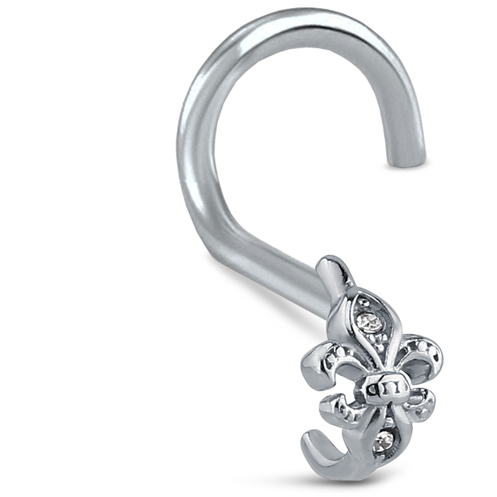 Fleur De Lis Nose Hugger Stud Ring 316L Surgical Steel