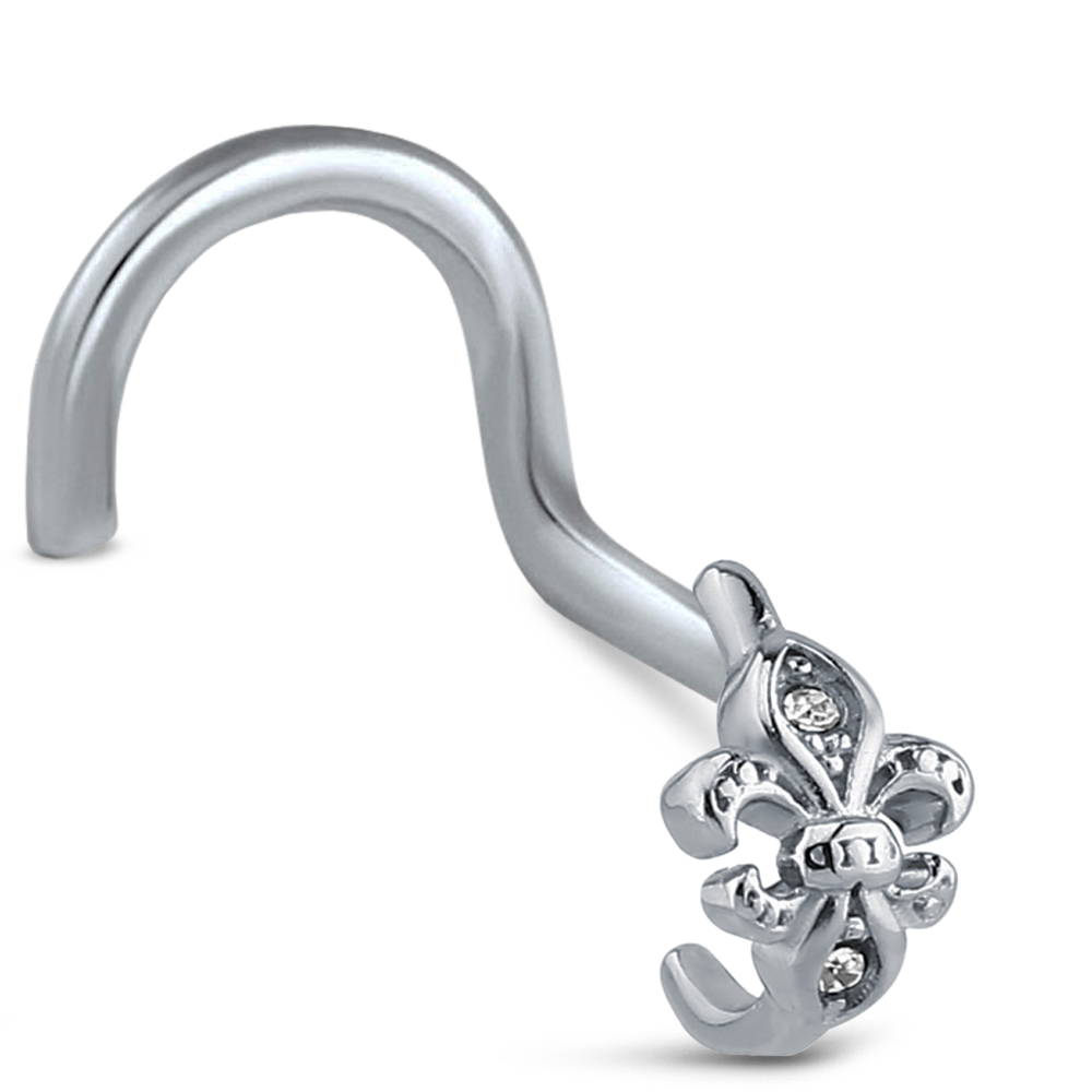 Surgical Steel Fleur de lis Nose Hugger Right Nose Screw