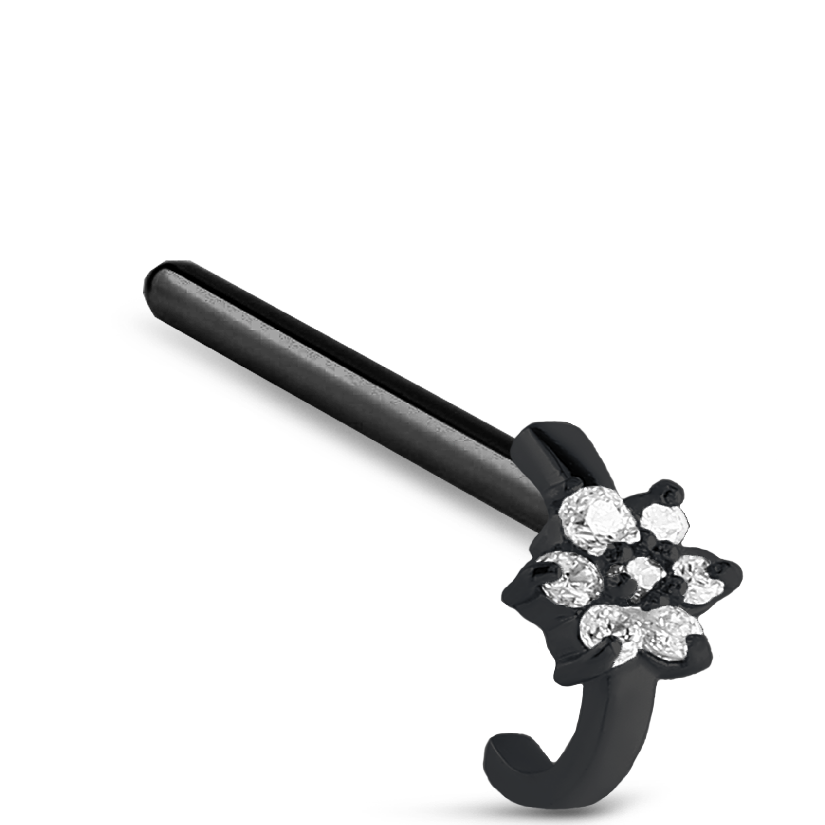 CZ Flower Nose Hugger Stud Ring 316L Surgical Steel 20G