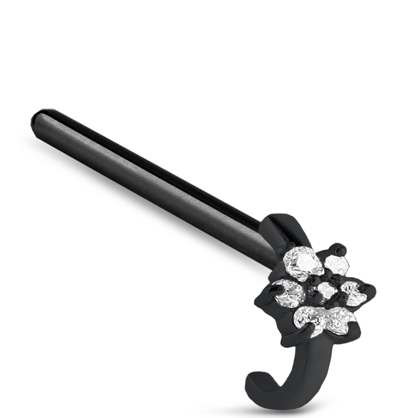 CZ Flower Nose Hugger Stud Ring 316L Surgical Steel 20G