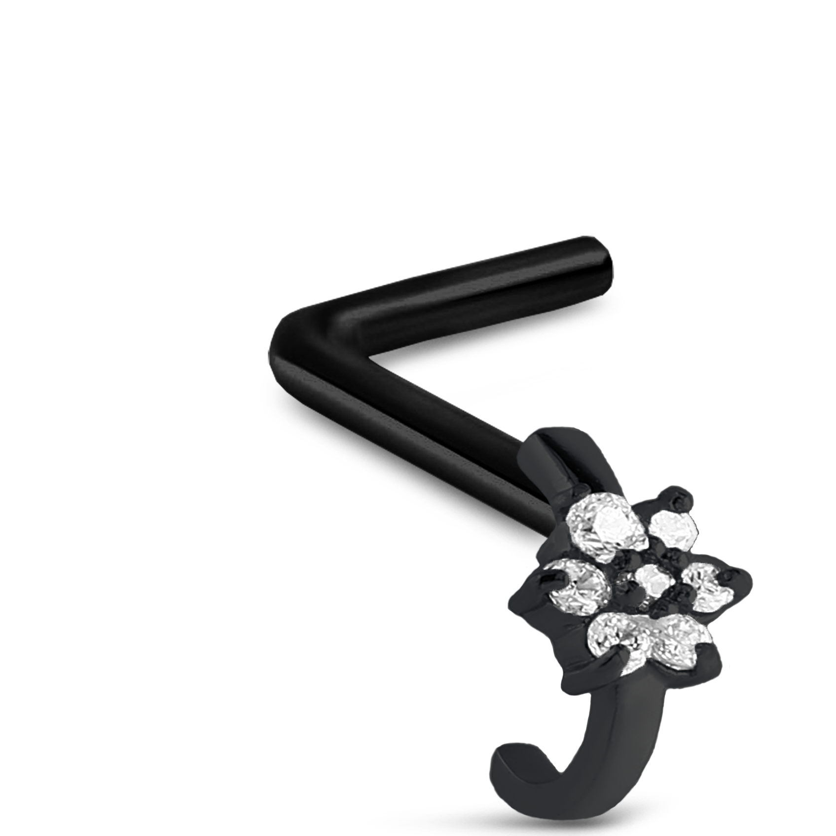 CZ Flower Nose Hugger Stud Ring 316L Surgical Steel 20G