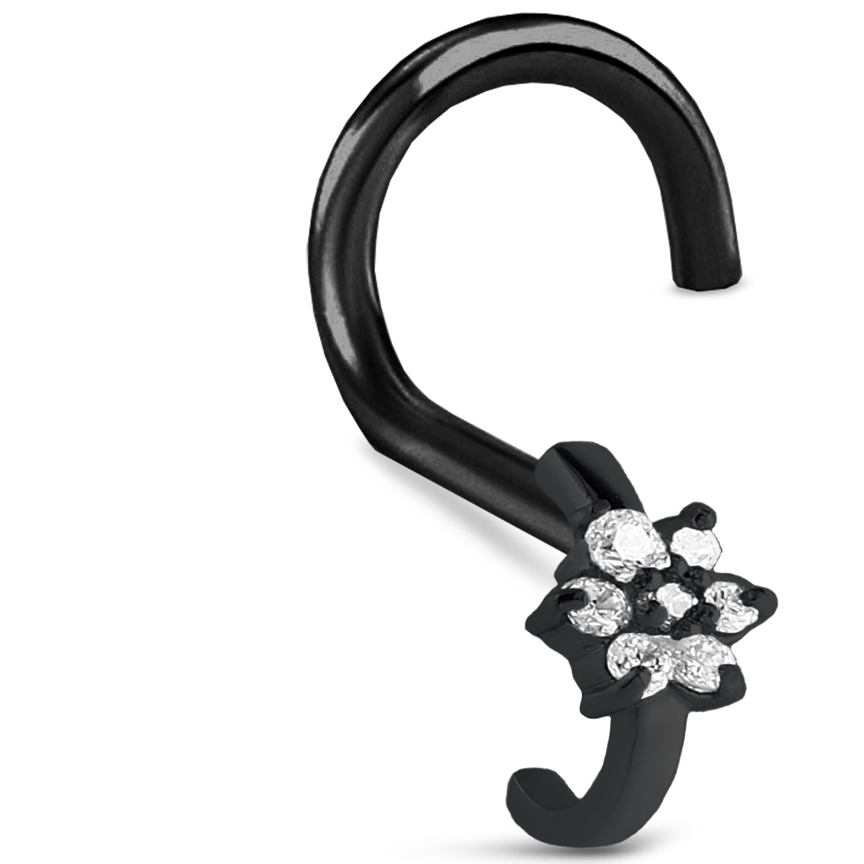 CZ Flower Nose Hugger Stud Ring 316L Surgical Steel 20G