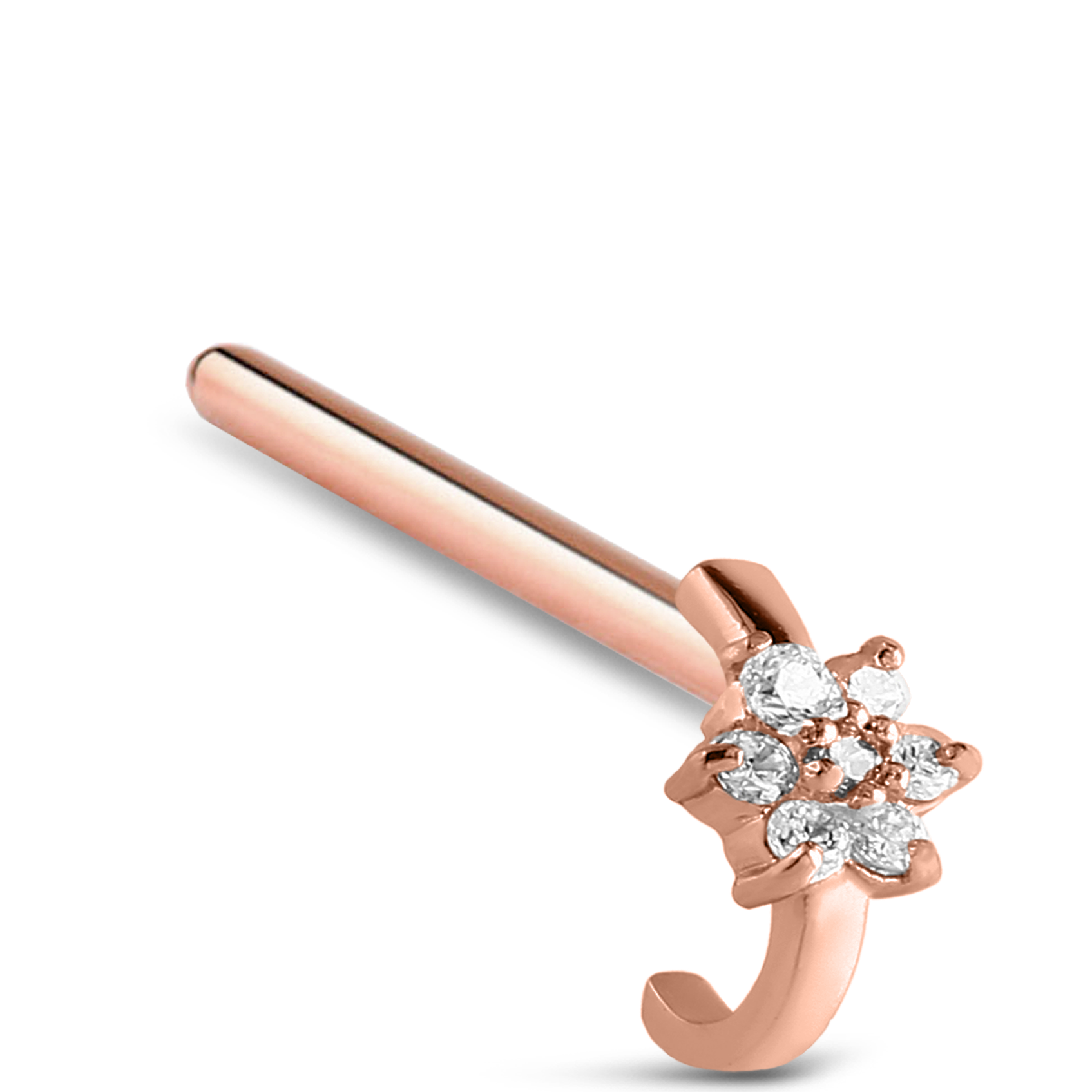 CZ Flower Nose Hugger Stud Ring 316L Surgical Steel 20G