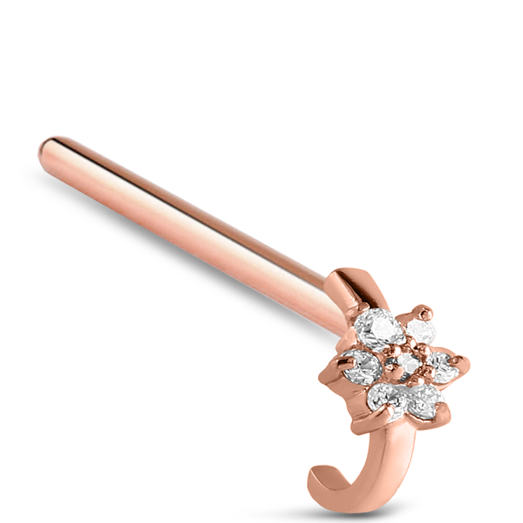 CZ Flower Nose Hugger Stud Ring 316L Surgical Steel 20G