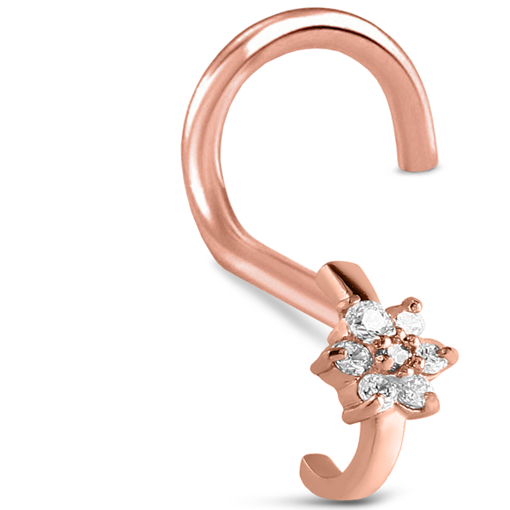 CZ Flower Nose Hugger Stud Ring 316L Surgical Steel 20G