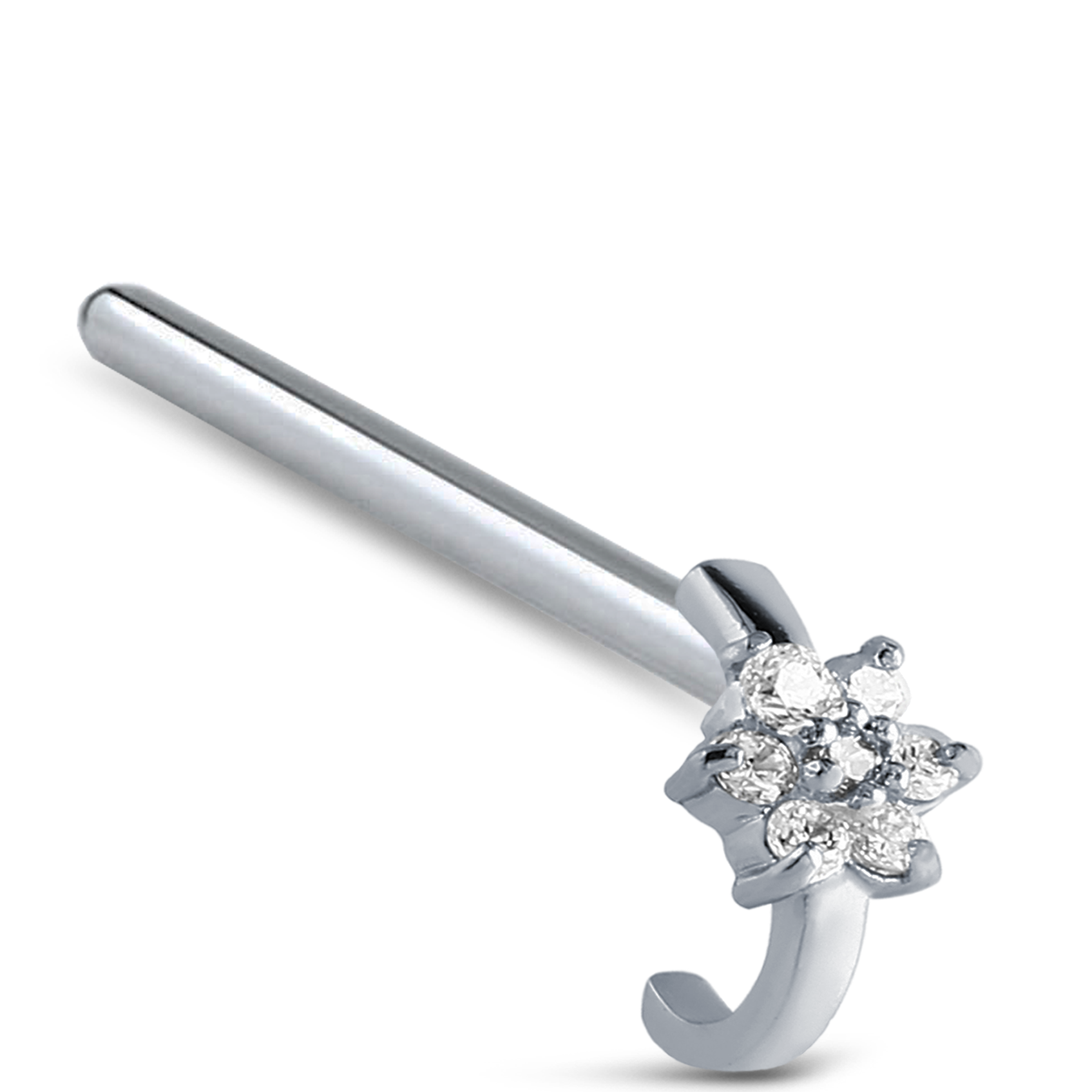 CZ Flower Nose Hugger Stud Ring 316L Surgical Steel 20G