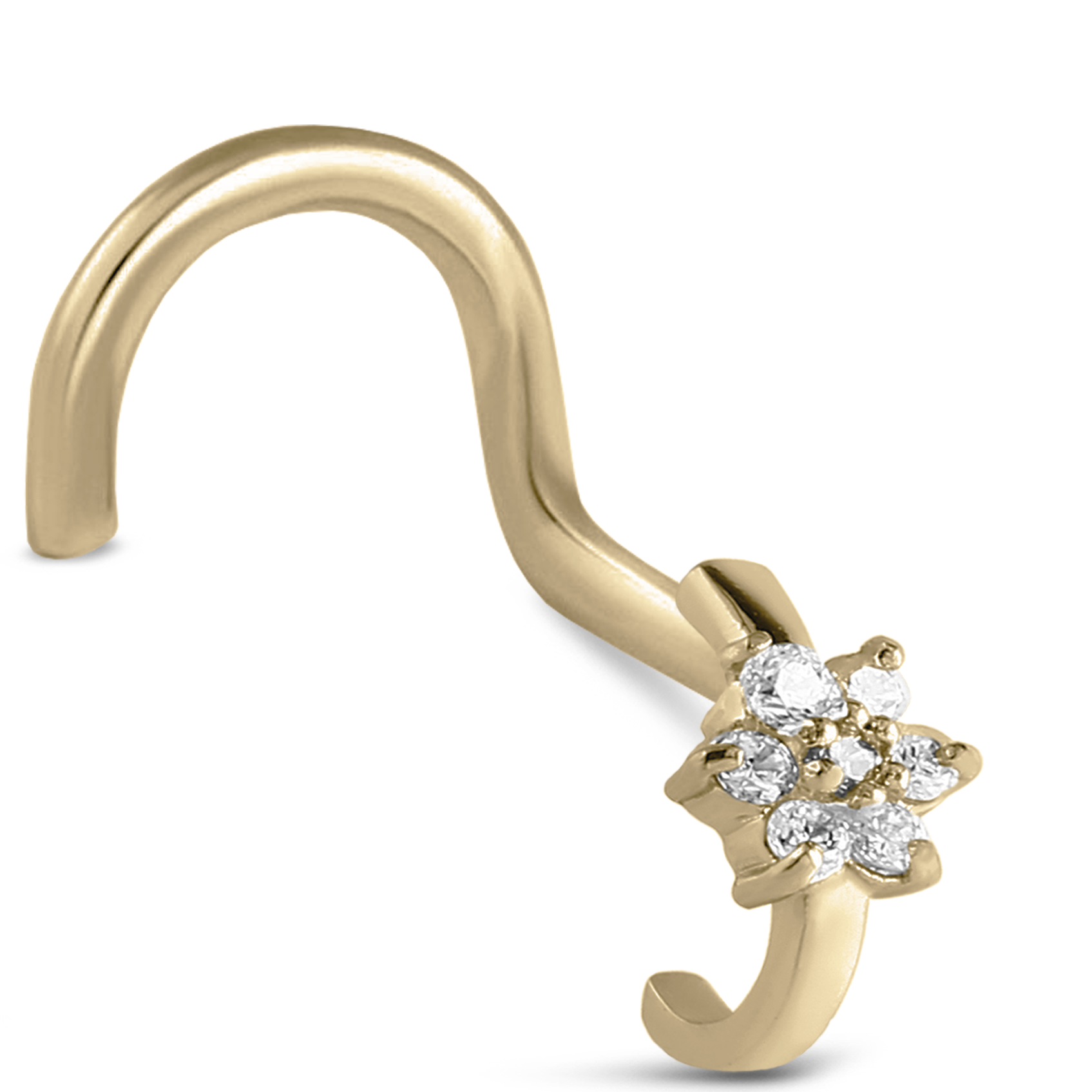 CZ Flower Nose Hugger Stud Ring 316L Surgical Steel 20G