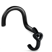 Surgical Steel Black Colored Nose Hugger Right Nose Screw Featuring a hollow Heart design