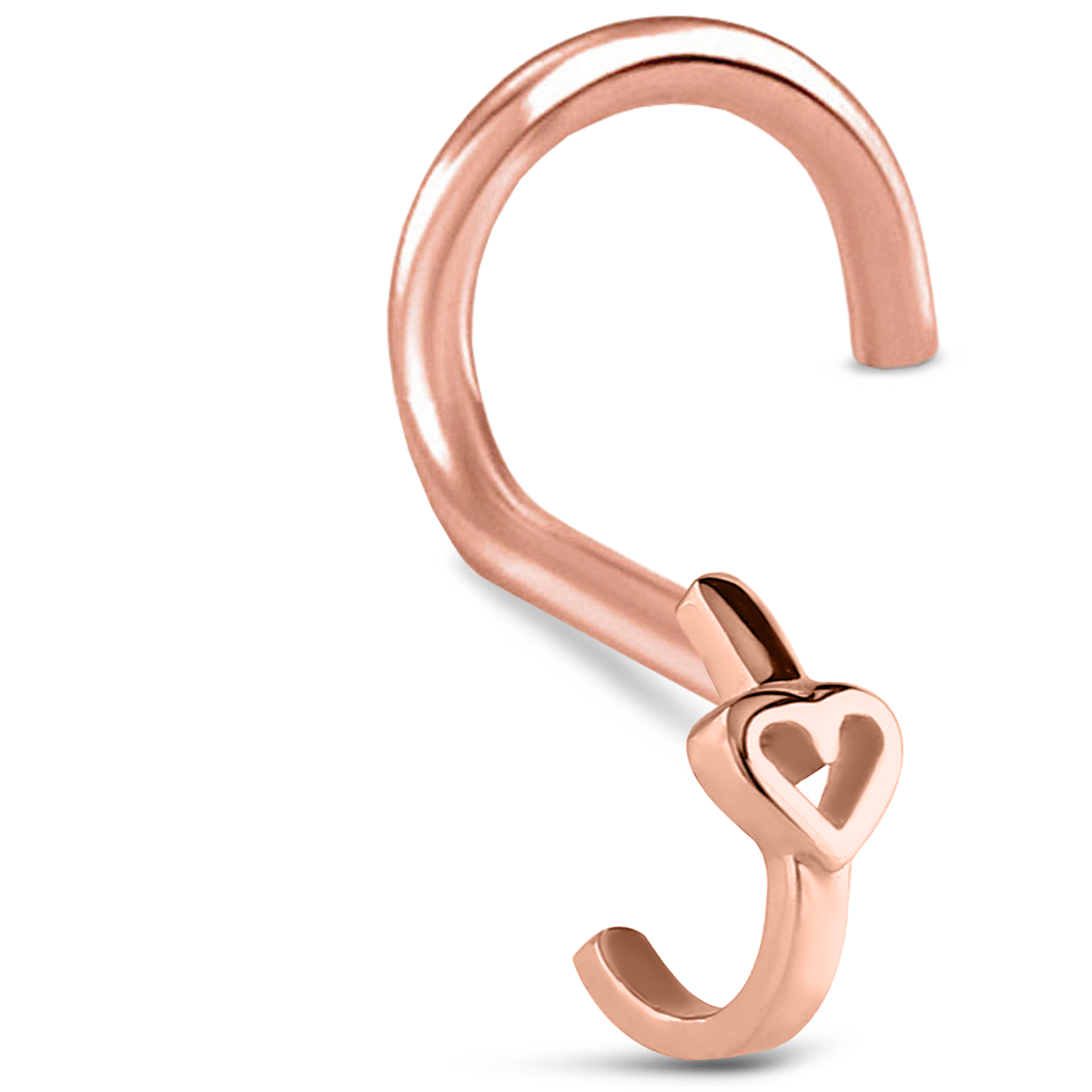 Hollow Heart Nose Hugger Stud 316L Surgical Steel 20G