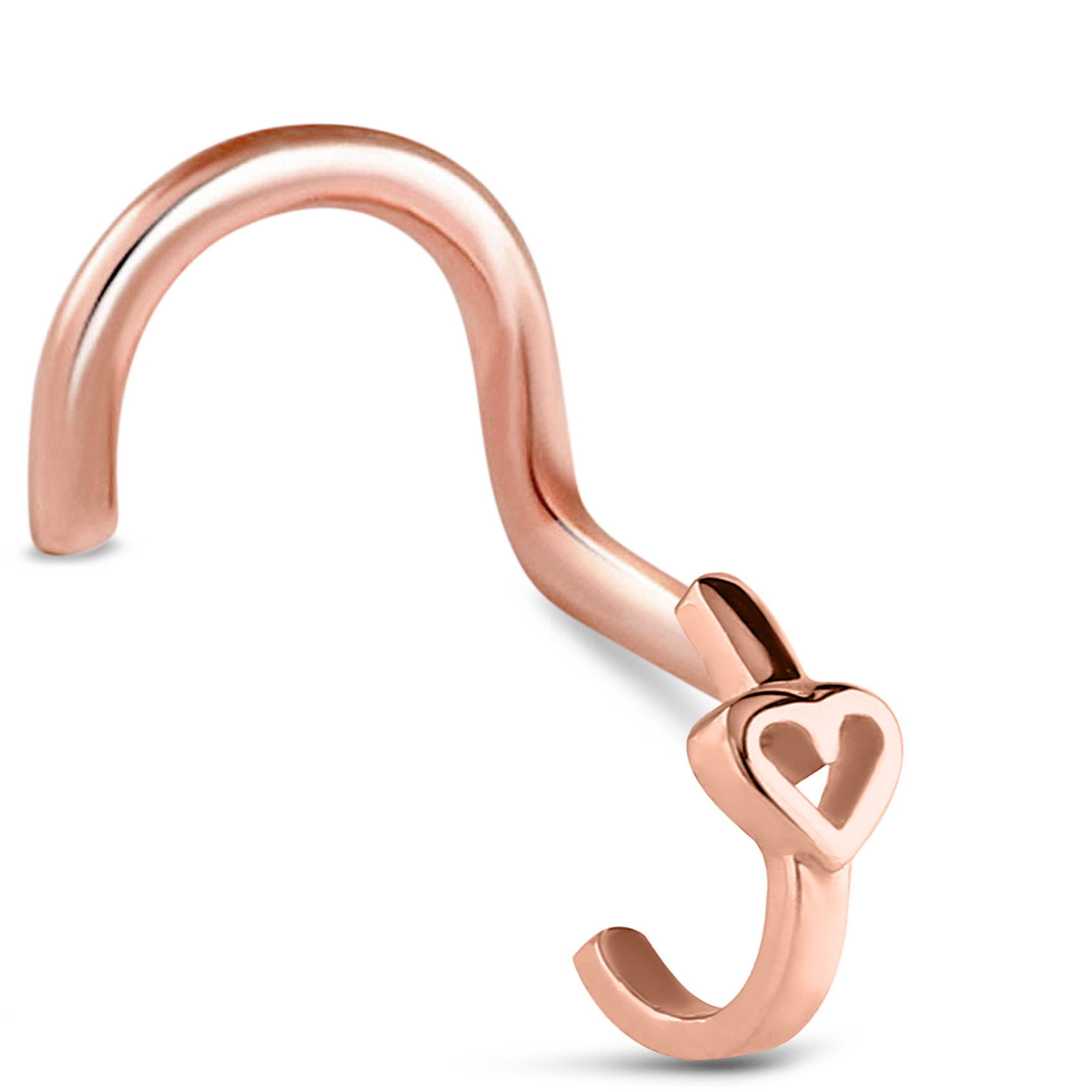 Hollow Heart Nose Hugger Stud 316L Surgical Steel 20G