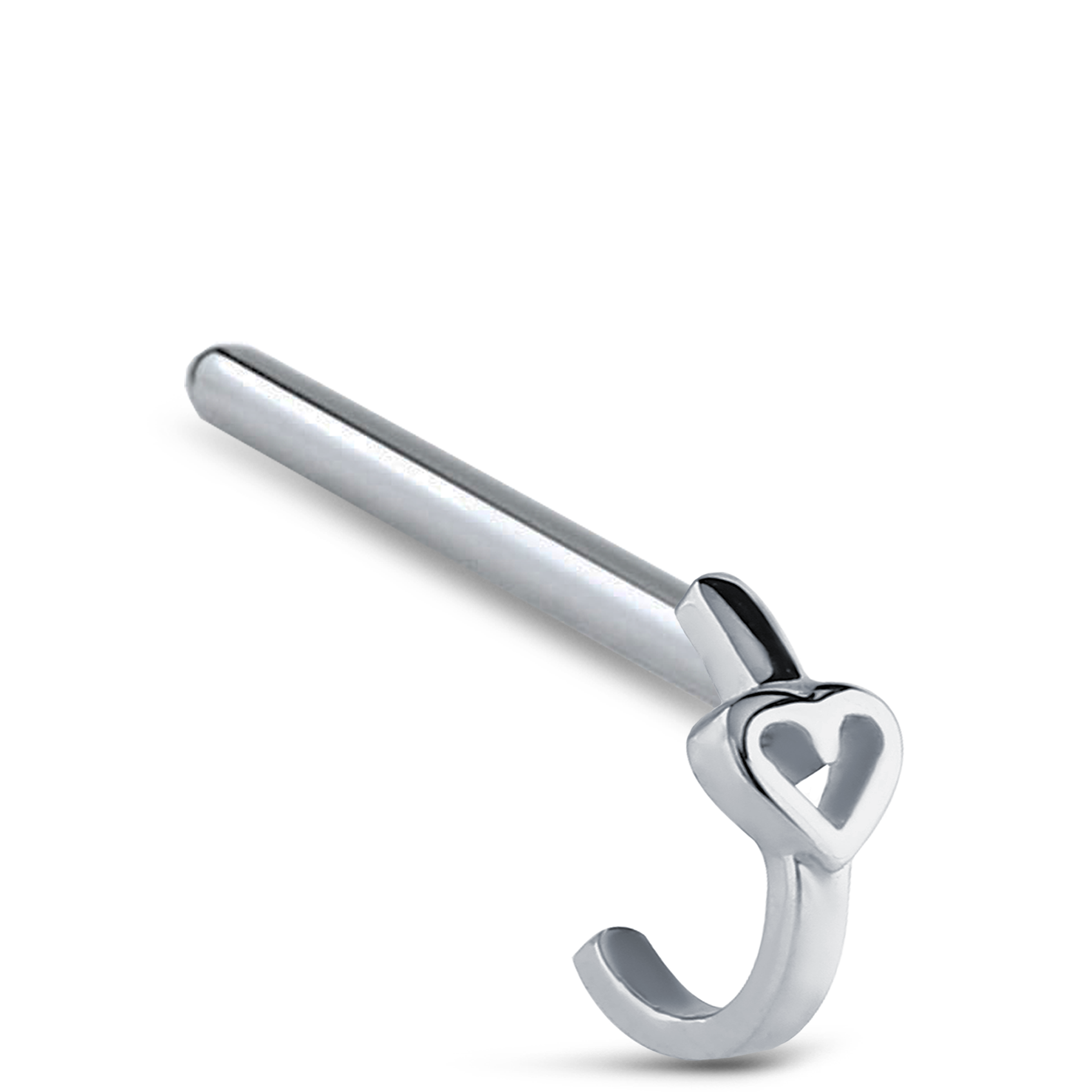 Hollow Heart Nose Hugger Stud 316L Surgical Steel 20G